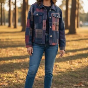 NWT Chartou Plaid Button Front Jacket Size Small Wool Blend Coat SZ SMALL